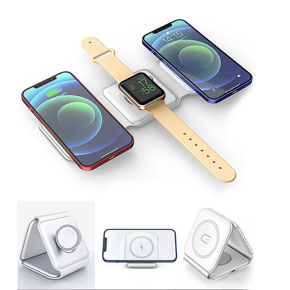 Dudao A11N 15W 3in1 Inductive Charger - White + USB-C / USB-C Cable | Techbox
