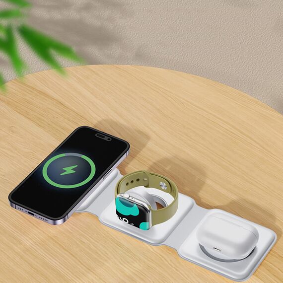 Dudao A11N 15W 3in1 Inductive Charger - White + USB-C / USB-C Cable | Techbox