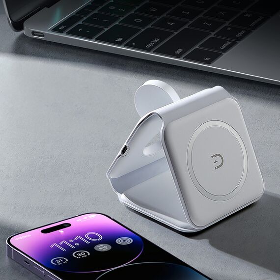 Dudao A11N 15W 3in1 Inductive Charger - White + USB-C / USB-C Cable | Techbox