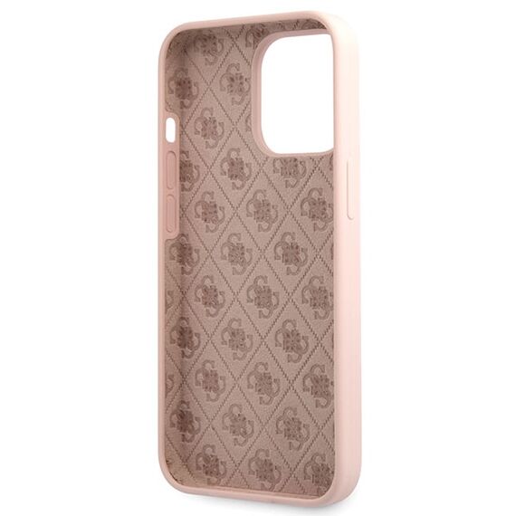 Guess GUHCP13XLSLMGLP iPhone 13 Pro Max 6.7" light pink/light pink hardcase Silicone Script Gold Logo | Techbox