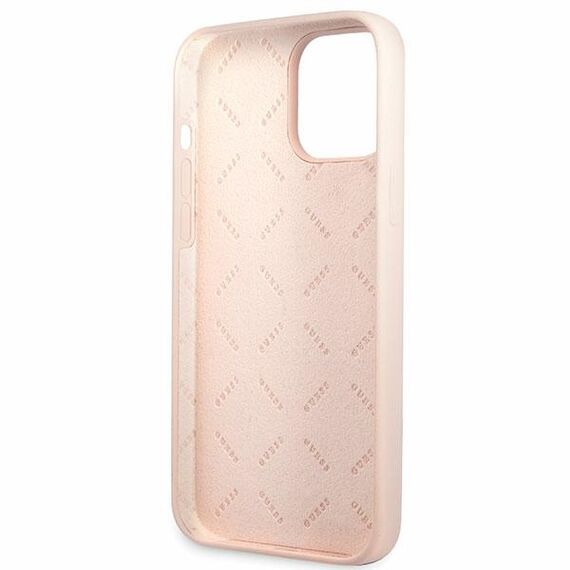 Guess GUHCP13XLSLMGLP iPhone 13 Pro Max 6.7" light pink/light pink hardcase Silicone Script Gold Logo | Techbox