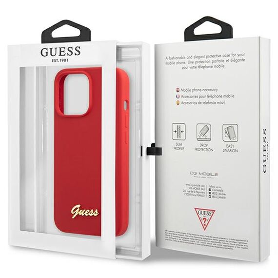 Guess GUHCP13XLSLMGRE iPhone 13 Pro Max 6.7" red/burgundy hard case Silicone Vintage Gold Logo - Apple Cases - Cases - Techbox