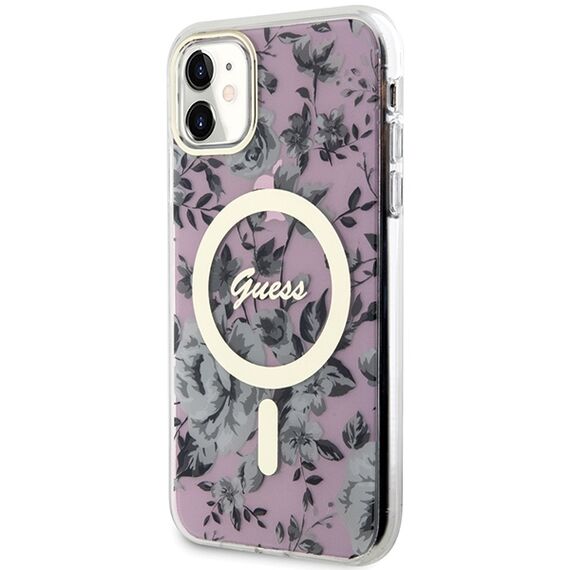 Guess GUHMN61HCFWSP iPhone 11 / Xr 6.1" pink/pink hardcase Flower MagSafe | Techbox