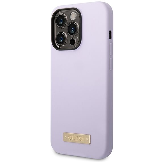 Guess GUHMP14LSBPLU iPhone 14 Pro 6.1" purple/purple hard case Silicone Logo Plate MagSafe - Apple Cases - Cases - Techbox