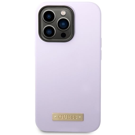 Guess GUHMP14LSBPLU iPhone 14 Pro 6.1" purple/purple hard case Silicone Logo Plate MagSafe - Apple Cases - Cases - Techbox