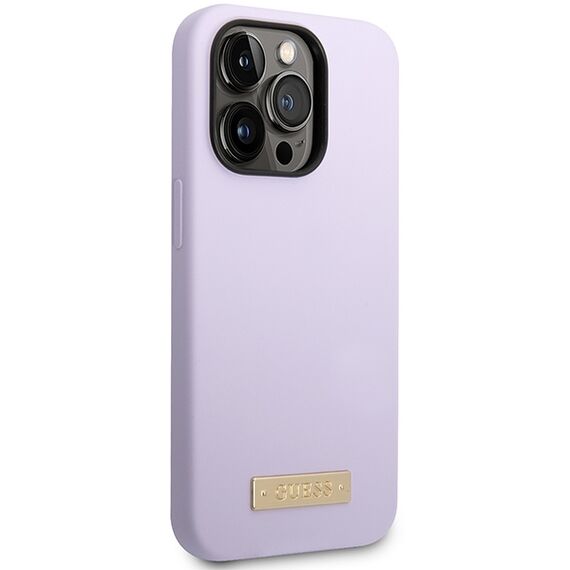 Guess GUHMP14LSBPLU iPhone 14 Pro 6.1" purple/purple hard case Silicone Logo Plate MagSafe - Apple Cases - Cases - Techbox