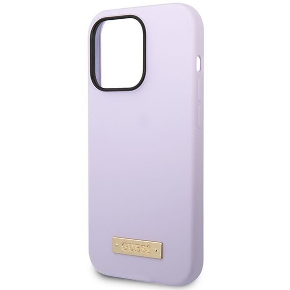 Guess GUHMP14LSBPLU iPhone 14 Pro 6.1" purple/purple hard case Silicone Logo Plate MagSafe - Apple Cases - Cases - Techbox