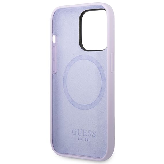 Guess GUHMP14LSBPLU iPhone 14 Pro 6.1" purple/purple hard case Silicone Logo Plate MagSafe - Apple Cases - Cases - Techbox
