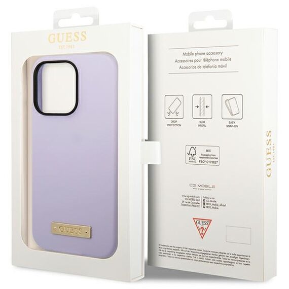 Guess GUHMP14LSBPLU iPhone 14 Pro 6.1" purple/purple hard case Silicone Logo Plate MagSafe - Apple Cases - Cases - Techbox