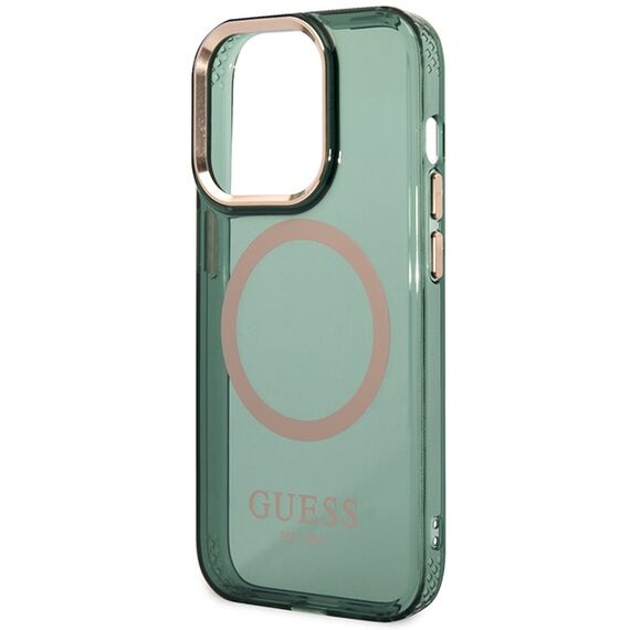 Guess GUHMP14XHTCMA iPhone 14 Pro Max 6.7" green/khaki hard case Gold Outline Translucent MagSafe - Apple Cases - Cases - Techbox