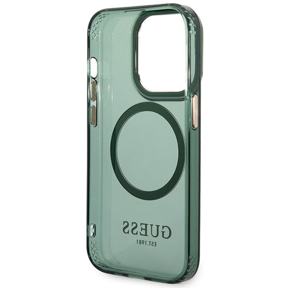 Guess GUHMP14XHTCMA iPhone 14 Pro Max 6.7" green/khaki hard case Gold Outline Translucent MagSafe - Apple Cases - Cases - Techbox
