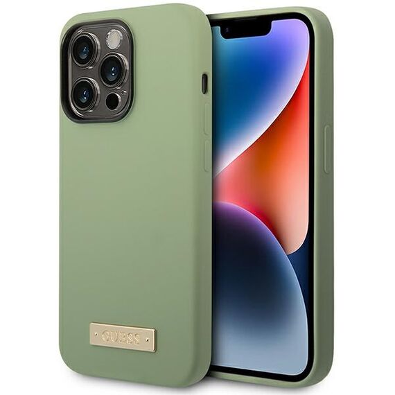 Guess Silicone Logo Plate MagSafe case for iPhone 14 Pro Max - green - Uncategorized Cases (2) - Cases - Techbox