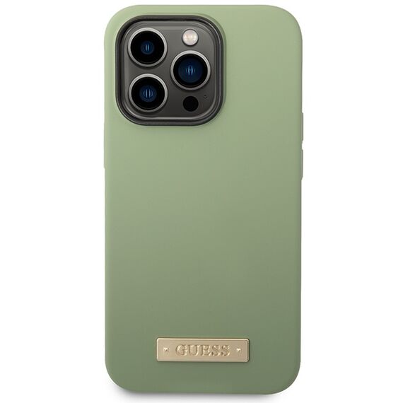 Guess Silicone Logo Plate MagSafe case for iPhone 14 Pro Max - green - Uncategorized Cases (2) - Cases - Techbox