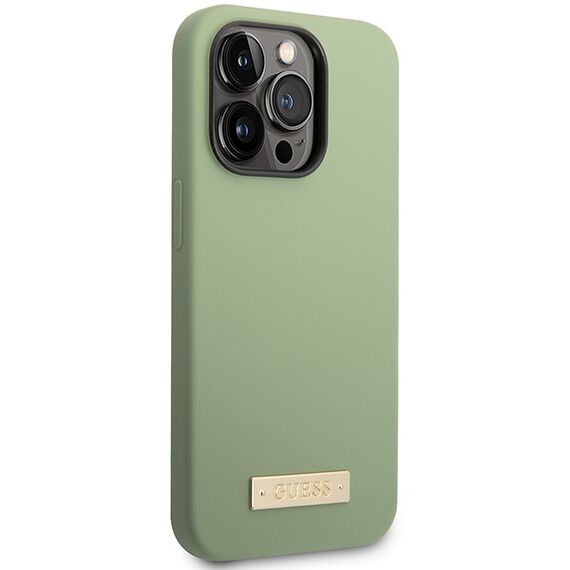 Guess Silicone Logo Plate MagSafe case for iPhone 14 Pro Max - green - Uncategorized Cases (2) - Cases - Techbox