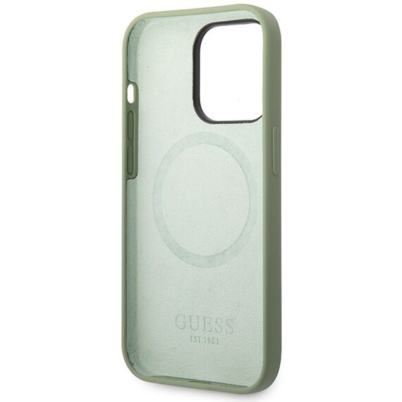 Guess Silicone Logo Plate MagSafe case for iPhone 14 Pro Max - green - Uncategorized Cases (2) - Cases - Techbox