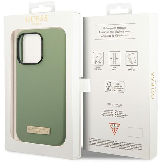 Guess Silicone Logo Plate MagSafe case for iPhone 14 Pro Max - green - Uncategorized Cases (2) - Cases - Techbox