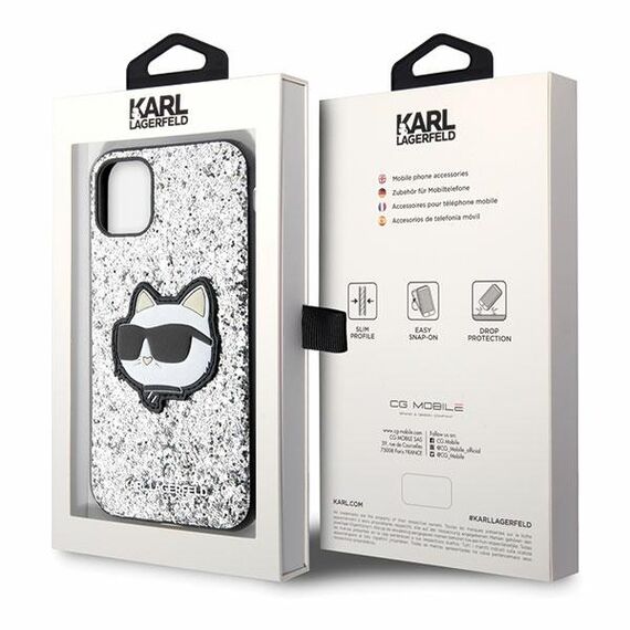 Karl Lagerfeld KLHCN61G2CPS iPhone 11 / Xr 6.1" silver/silver hardcase Glitter Choupette Patch - Uncategorized Cases (2) - Cases - Techbox