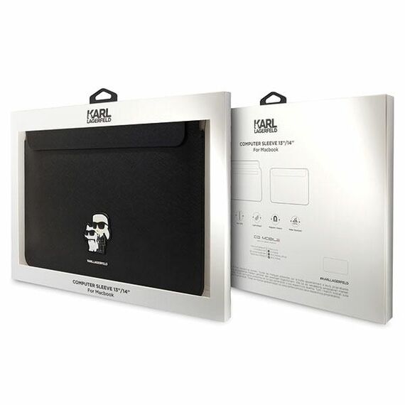 Karl Lagerfeld Saffiano Karl&amp;Choupette case for a 14" laptop - black | Techbox