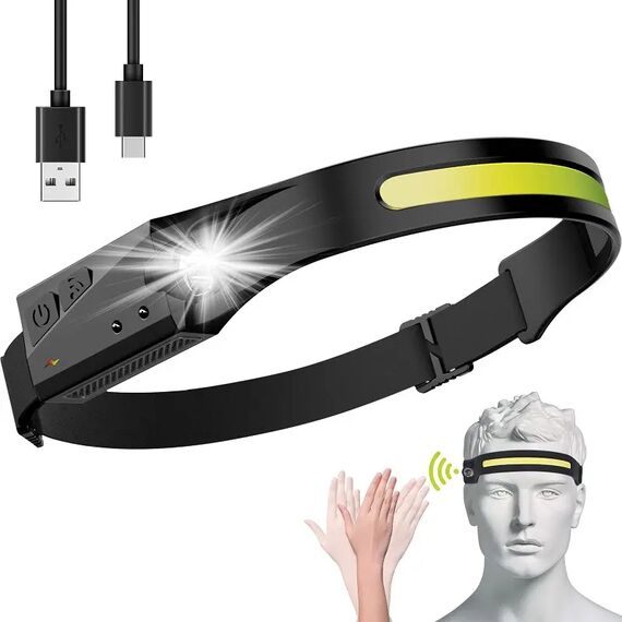 LED headlamp with IPX4 motion sensor USB-C 1200 mAh - black - Uncategorized Screen Protection (2) - Screen & Camera Protection - Techbox