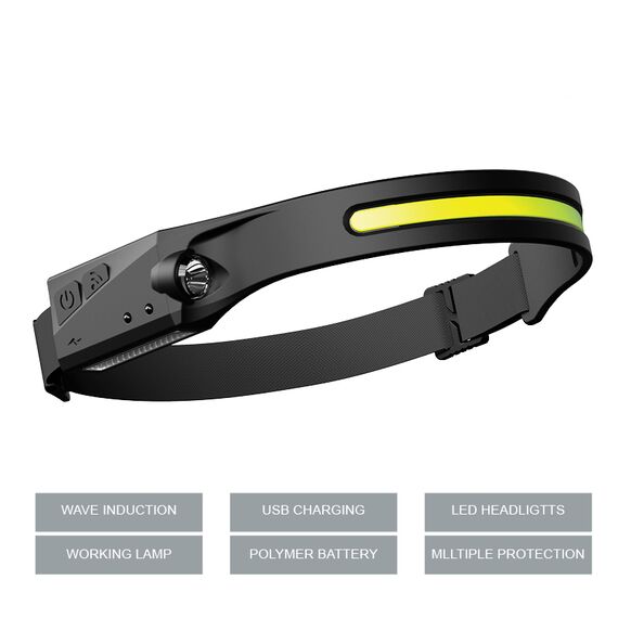 LED headlamp with IPX4 motion sensor USB-C 1200 mAh - black - Uncategorized Screen Protection (2) - Screen & Camera Protection - Techbox