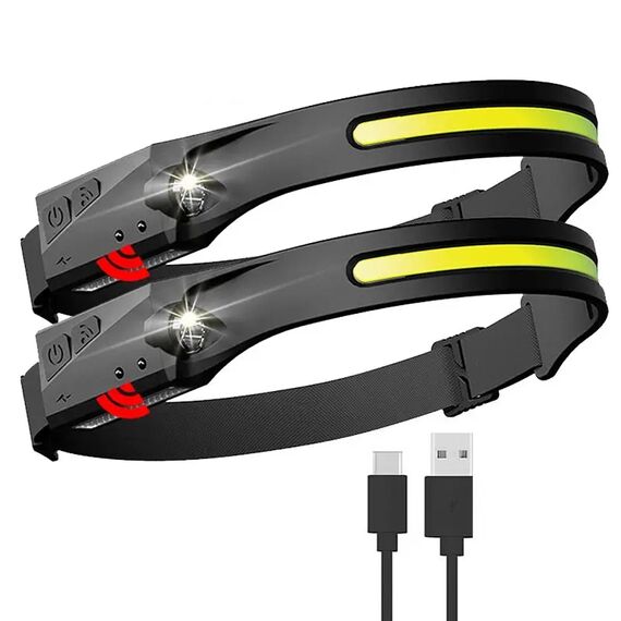LED headlamp with IPX4 motion sensor USB-C 1200 mAh - black - Uncategorized Screen Protection (2) - Screen & Camera Protection - Techbox
