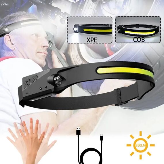 LED headlamp with IPX4 motion sensor USB-C 1200 mAh - black - Uncategorized Screen Protection (2) - Screen & Camera Protection - Techbox