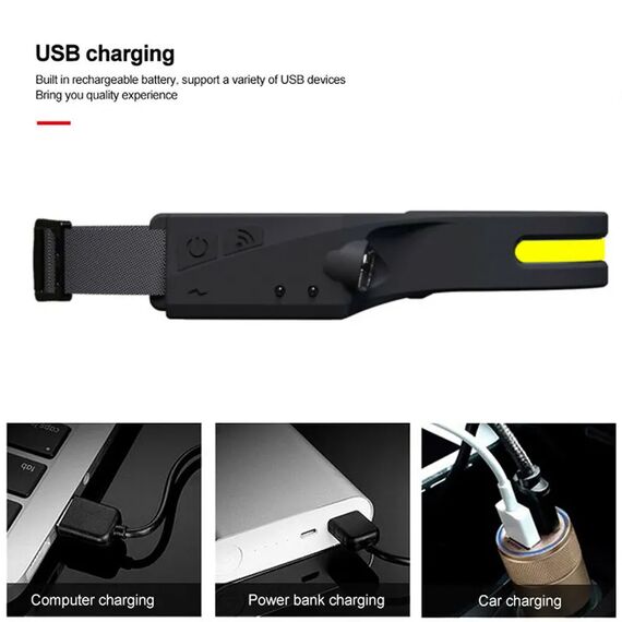 LED headlamp with IPX4 motion sensor USB-C 1200 mAh - black - Uncategorized Screen Protection (2) - Screen & Camera Protection - Techbox