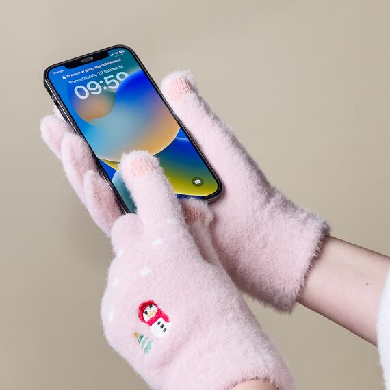 Snowman winter touch gloves - pink - Smartphone Accessories - Cables & Accessories - Techbox