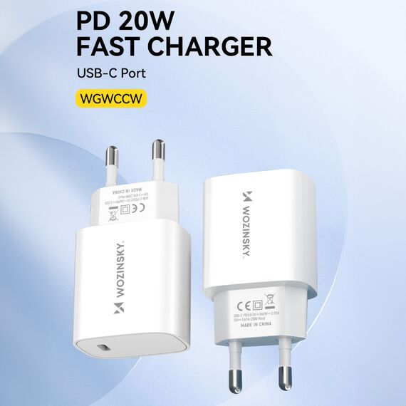Wozinsky WGWCCW 20W USB-C wall charger - white - Travel Chargers - Smartphone Chargers - Techbox