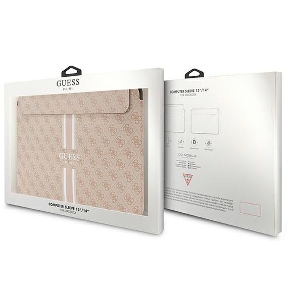 Guess 4G Printed Stripes cover for a 14" laptop - pink - Bags & Backpacks - Laptop Accessories - Techbox