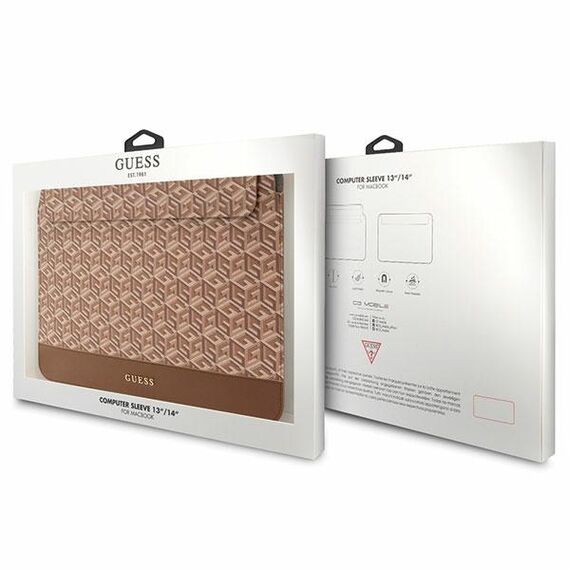 Guess GUCS14HGCFSEW 14" case - brown GCube Stripes - Bags & Backpacks - Laptop Accessories - Techbox