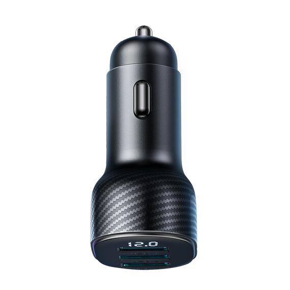 Joyroom JR-CCD03 3.4A car charger with 3x USB-A display - black | Techbox