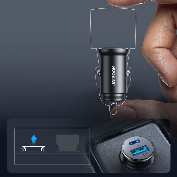 Joyroom JR-CCN05 30W USB-A USB-C mini car charger - black | Techbox