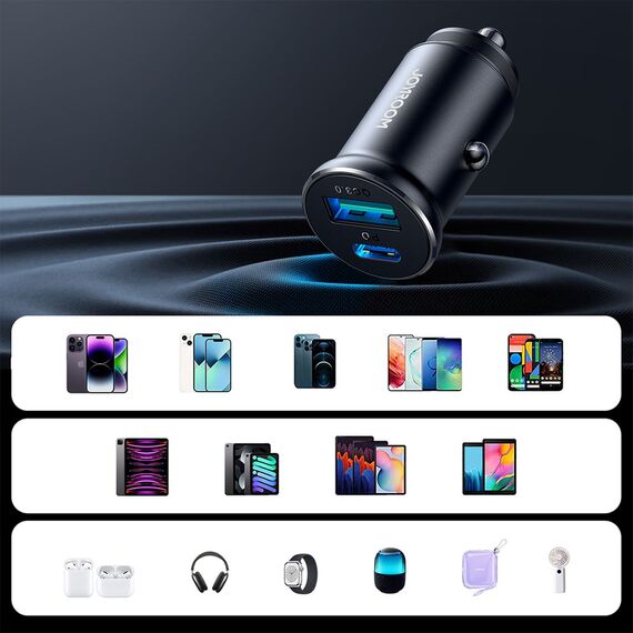Joyroom JR-CCN05 30W USB-A USB-C mini car charger - black | Techbox