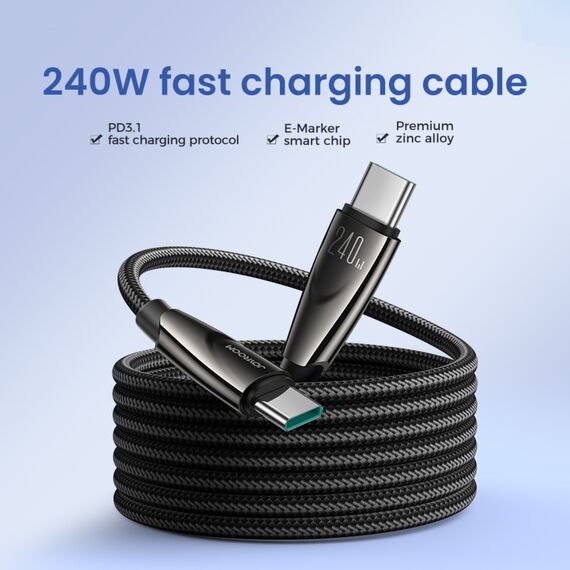 Joyroom Pioneer Series SA31-CC5 USB-C / USB-C cable 240W 1.2m - black - Cables & Adapters - Cables & Accessories - Techbox