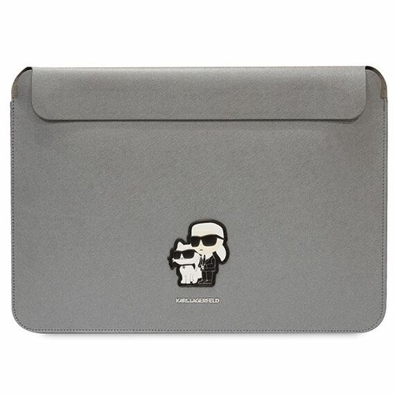 Karl Lagerfeld Saffiano Karl&amp;Choupette case for a 16" laptop - silver | Techbox