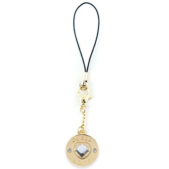 Guess case GUCPMHGLD Phone Strap Heart Diamond Charm with Rhinestones | Techbox