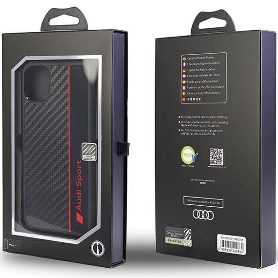 Audi Carbon Fiber Stripe iPhone 11 / Xr 6.1" black/black hardcase AUS-TPUPCIP11-R8/D1-BK - Uncategorized Cases (2) - Cases - Techbox