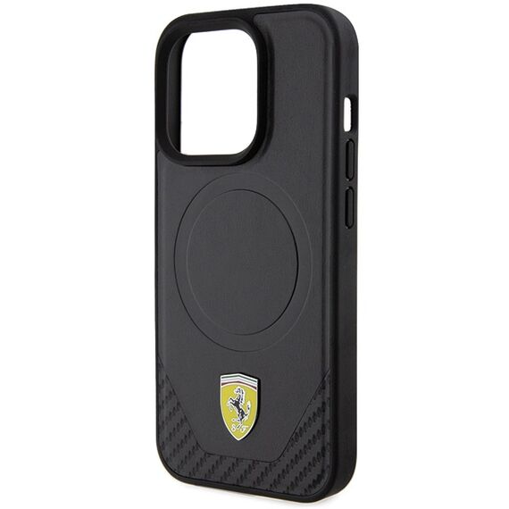 Ferrari Carbon Metal Logo MagSafe case for iPhone 15 Pro - black | Techbox