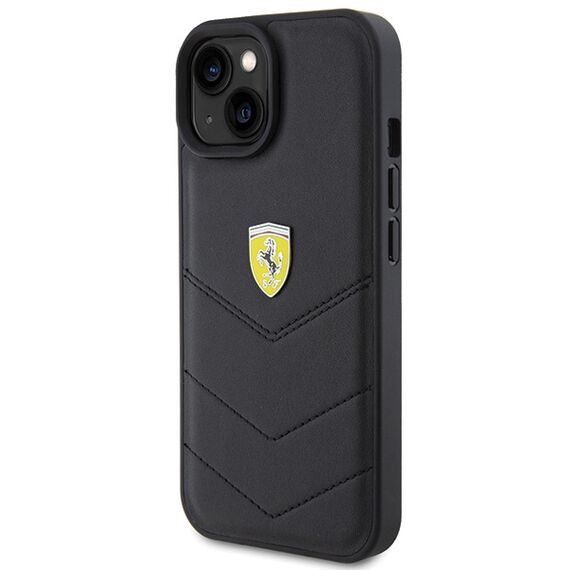 Ferrari Quilted Metal Logo case for iPhone 15 - black | Techbox