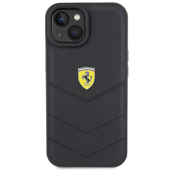 Ferrari Quilted Metal Logo case for iPhone 15 - black | Techbox
