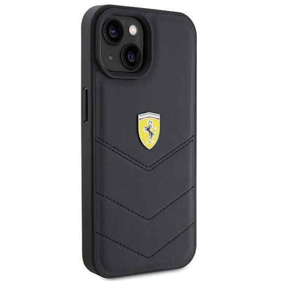 Ferrari Quilted Metal Logo case for iPhone 15 - black | Techbox