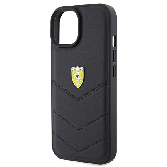 Ferrari Quilted Metal Logo case for iPhone 15 - black | Techbox