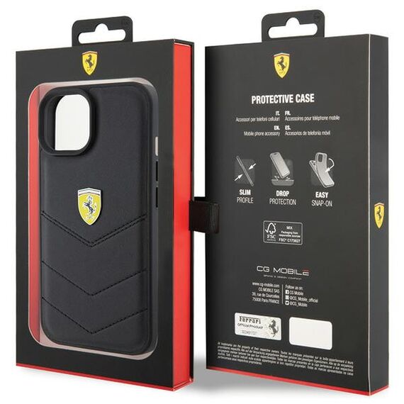 Ferrari Quilted Metal Logo case for iPhone 15 - black | Techbox