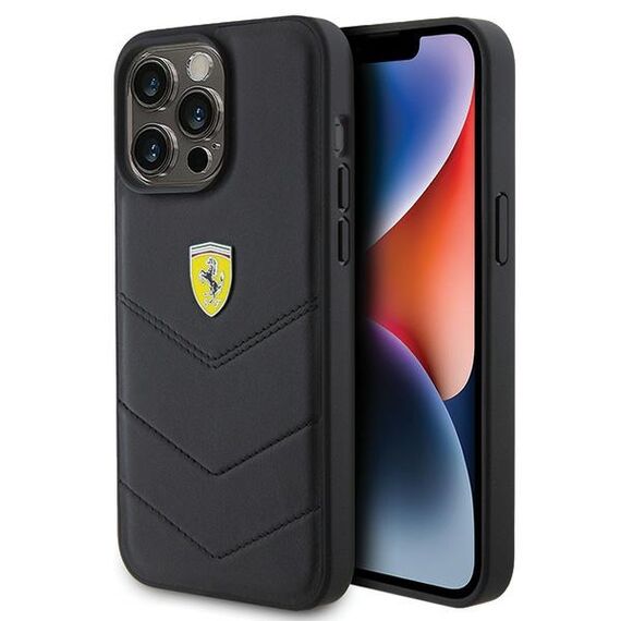 Ferrari Quilted Metal Logo case for iPhone 15 Pro Max - black | Techbox