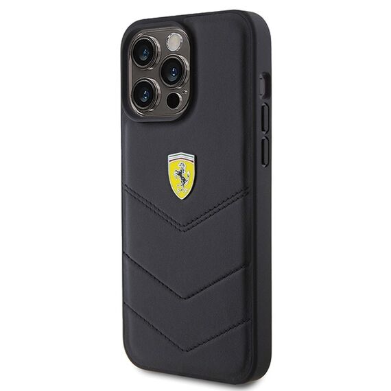 Ferrari Quilted Metal Logo case for iPhone 15 Pro Max - black | Techbox