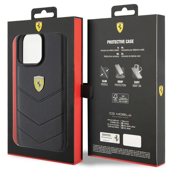 Ferrari Quilted Metal Logo case for iPhone 15 Pro Max - black | Techbox