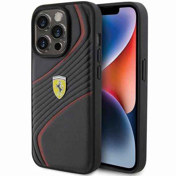 Ferrari Twist Metal Logo case for iPhone 15 Pro - black | Techbox