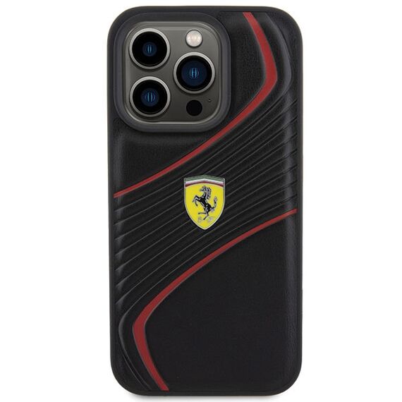 Ferrari Twist Metal Logo case for iPhone 15 Pro - black | Techbox