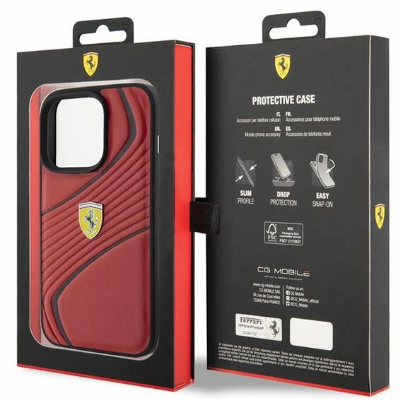 Ferrari Twist Metal Logo case for iPhone 15 Pro - red | Techbox